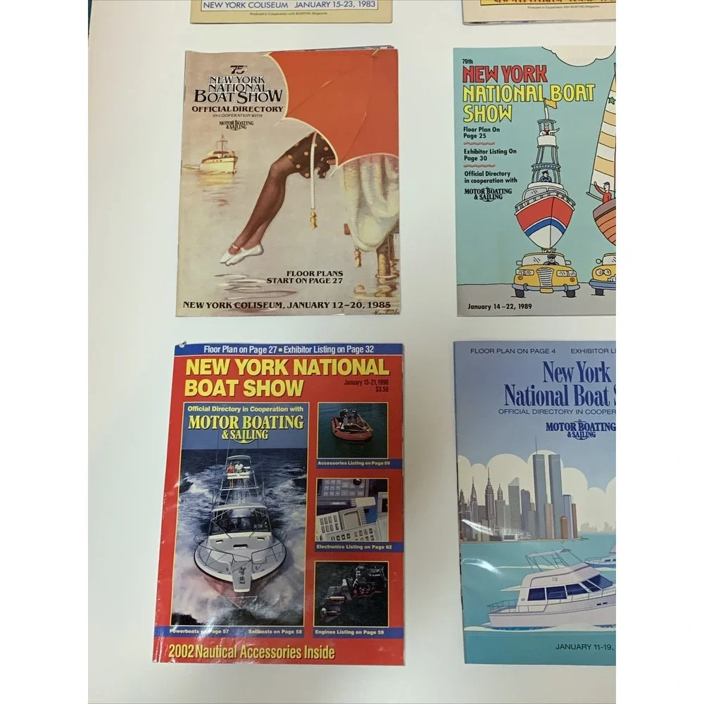 Lot Of 6 New York National Boat Show Directory Magazine Books 1980s, 90, 00 VTG!